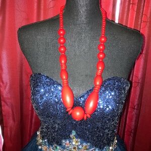Bold Red Beaded Necklace